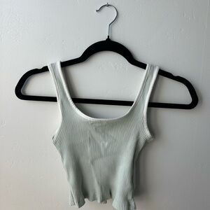 White Ribbed Tank Top